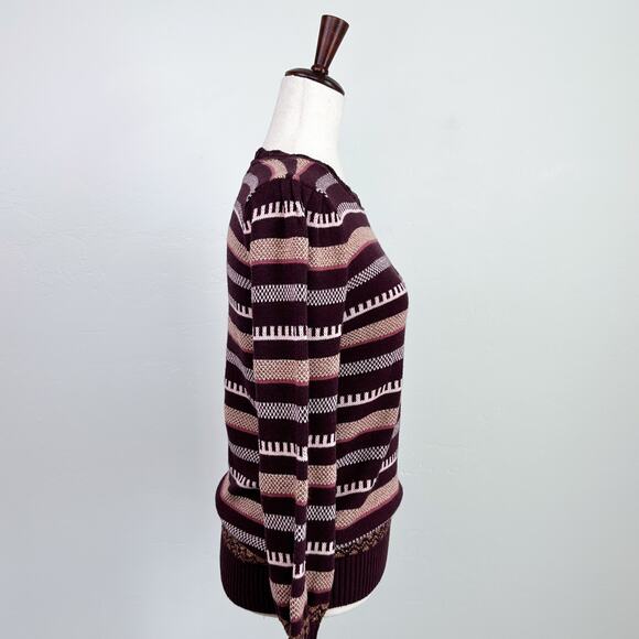 Ann Taylor LOFT Metallic Stripe Puff Sleeve Knit Sweater NWT - Picture 5 of 10